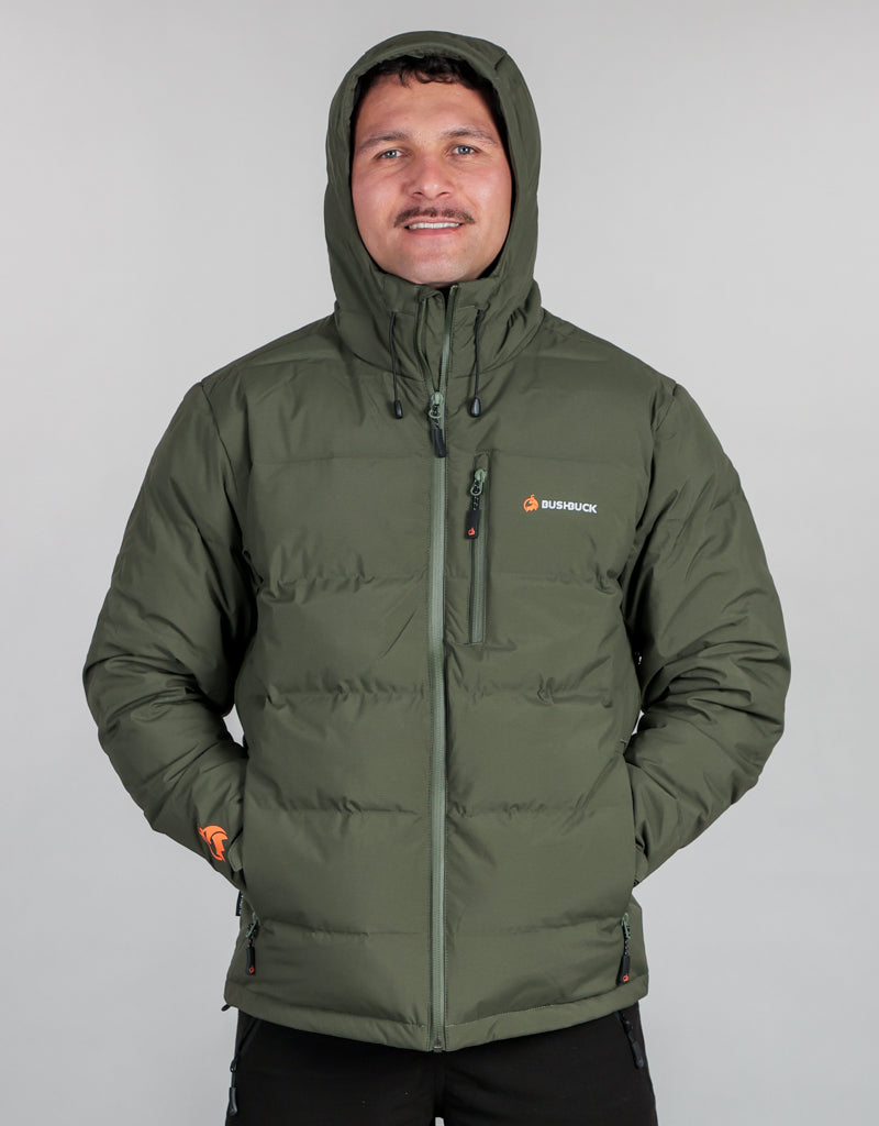 Bushbuck Furnace Waterproof Puffer Jacket - Bayleaf Green Men with Hood