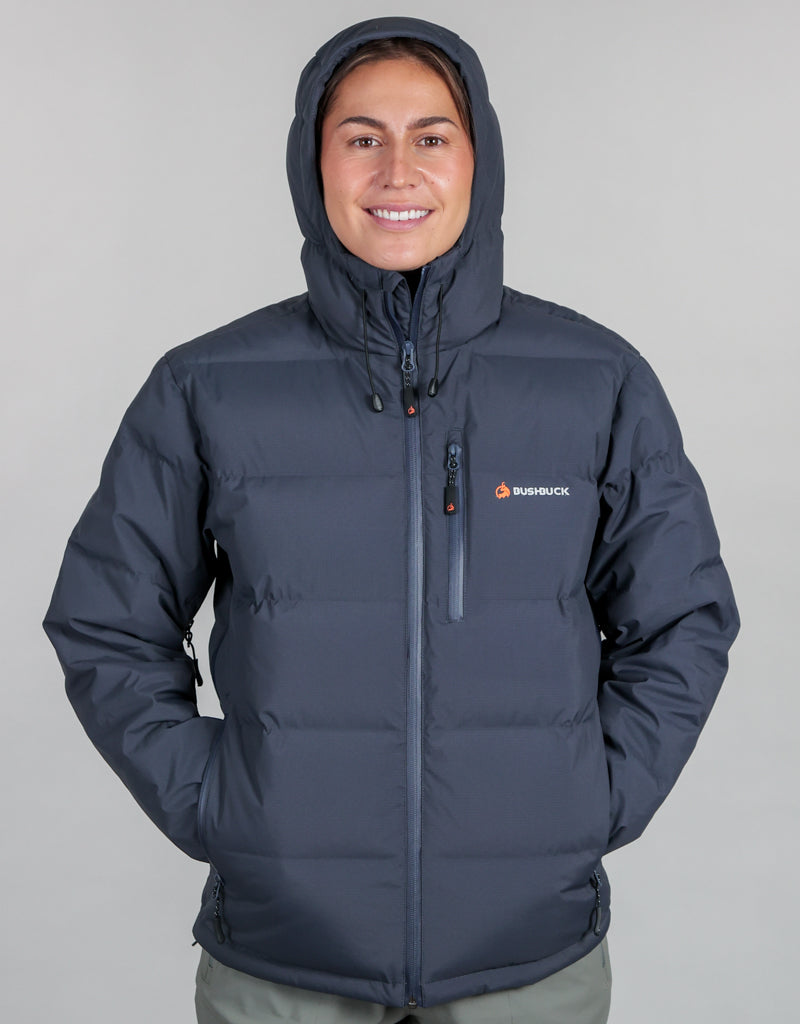 Bushbuck Furnace Waterproof Puffer Jacket - Steel Blue Front with Hood Women