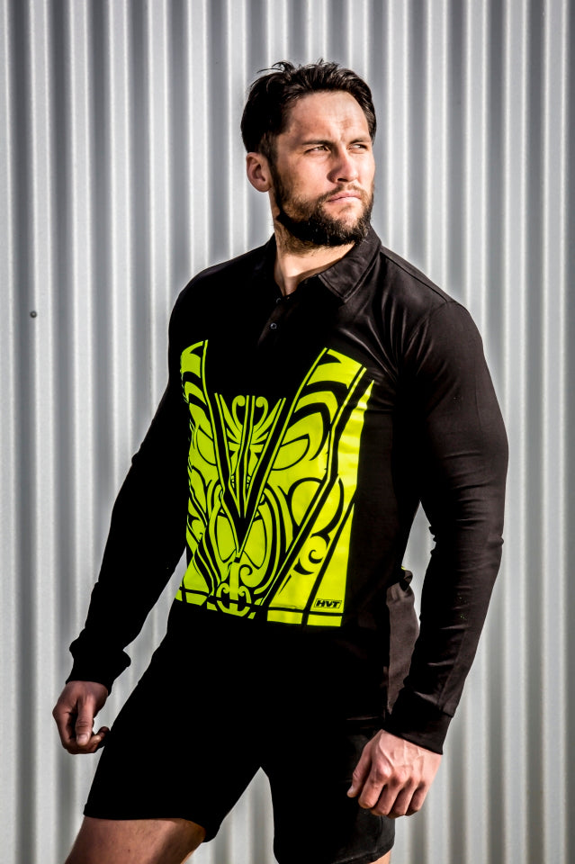 Chad Mens Collared Top/Long Sleeve-Polo Yellow Hi-Vis - Hi-Vis-Trends