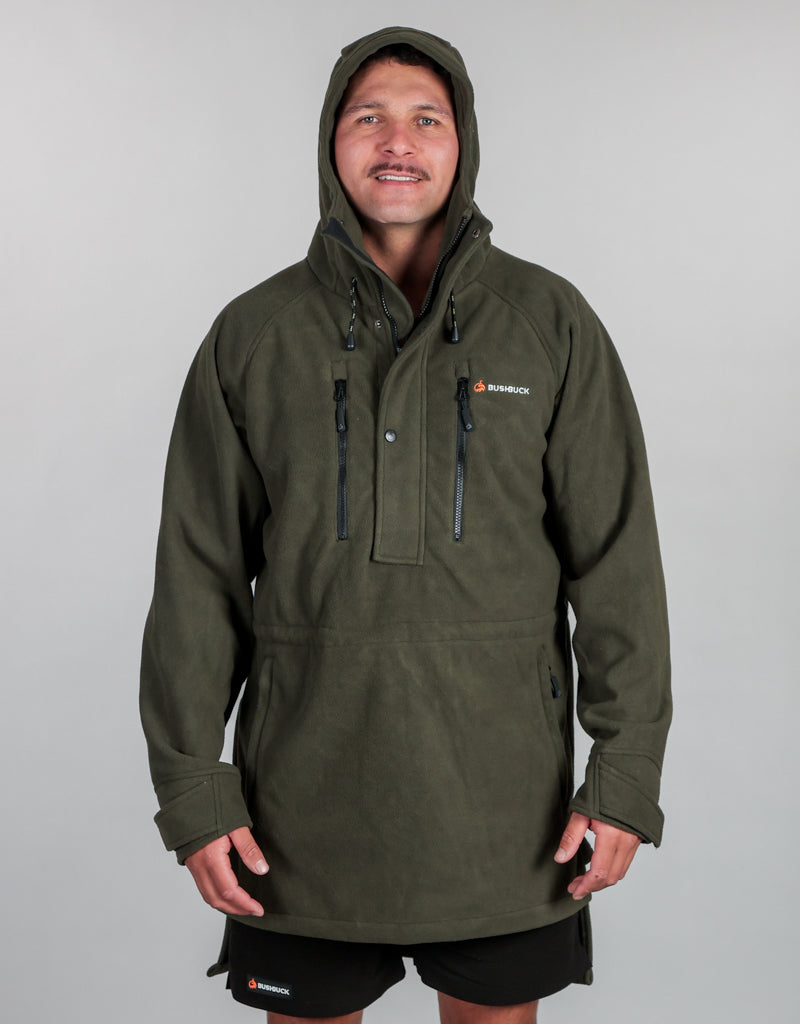 Ranger Bushshirt Green - Mens Fleece Front Hood On