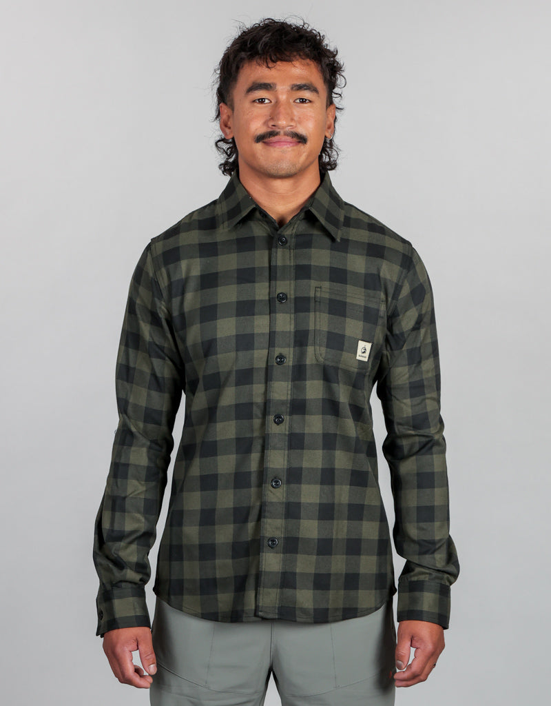 Flannel Shirt Green - Mens Front