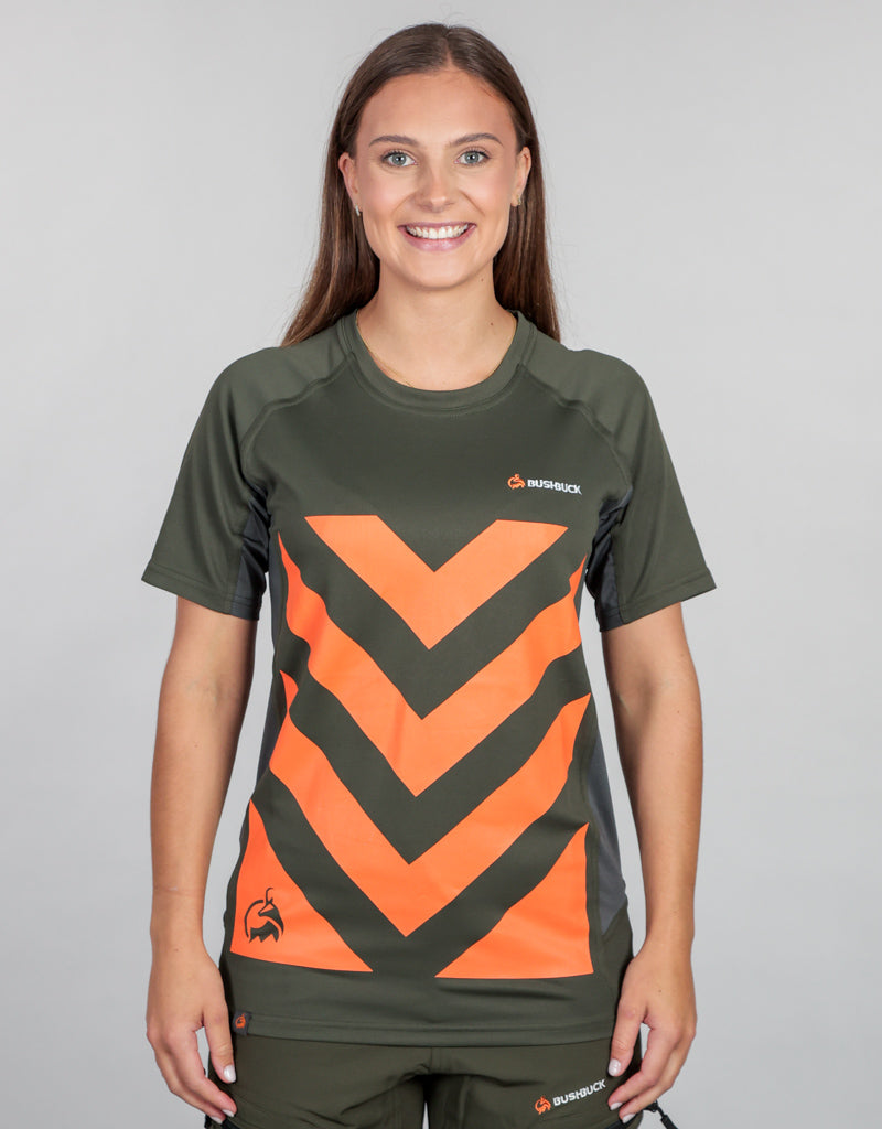 Apex Hi Vis Safety Tee Green - Womens Front
