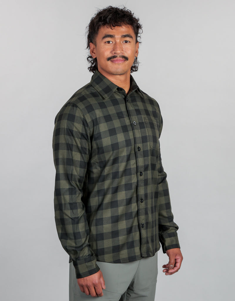 Flannel Shirt Green - Mens Side