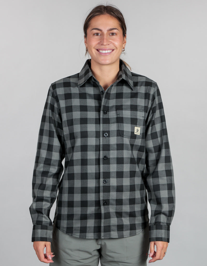 Flannel Shirt Grey Charcoal - Womens Front