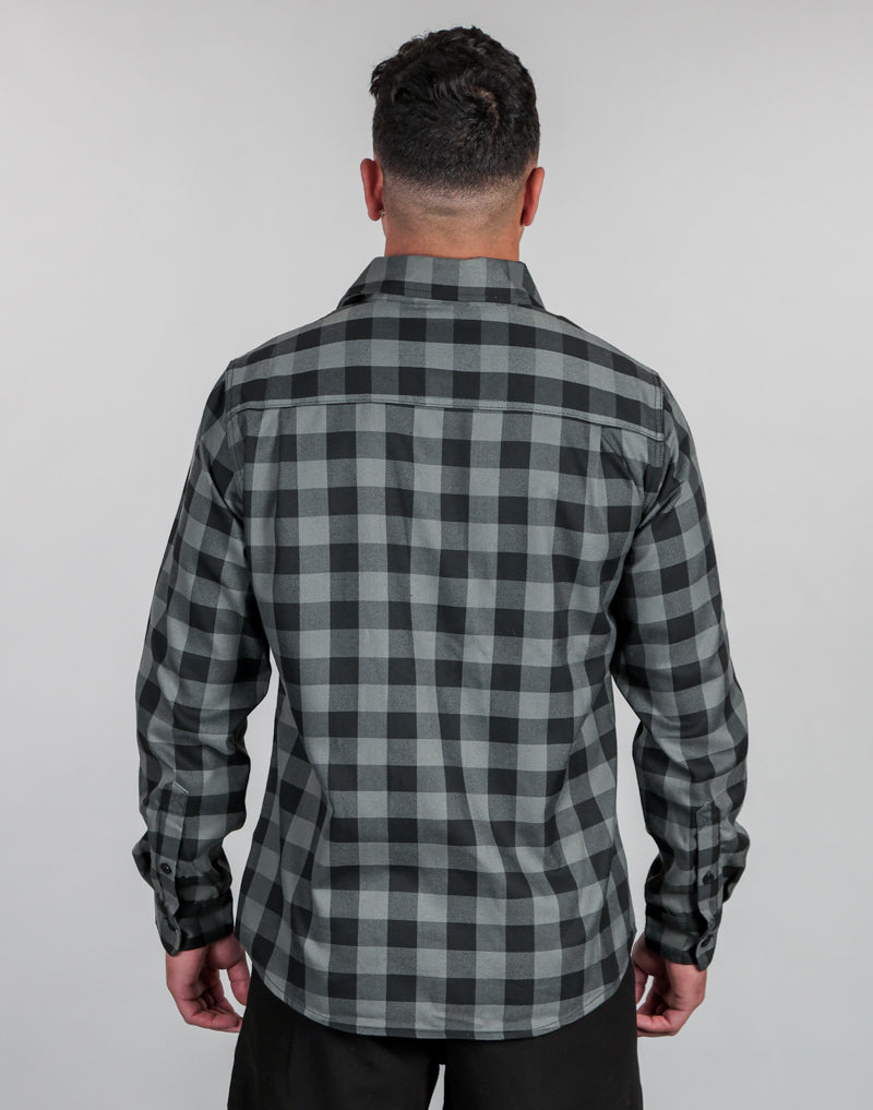 Flannel Shirt Grey Charcoal - Mens Back