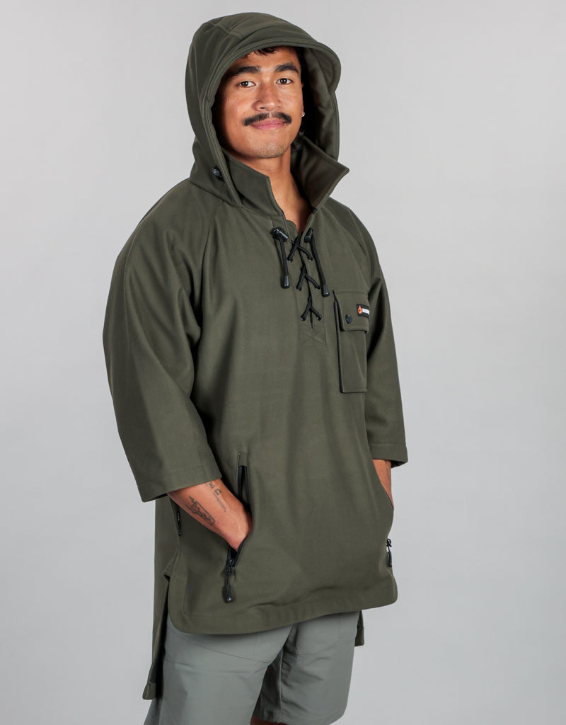Huntsman Bushshirt Green - Water-Resistant - Windproof - Fleece - Side Hood On