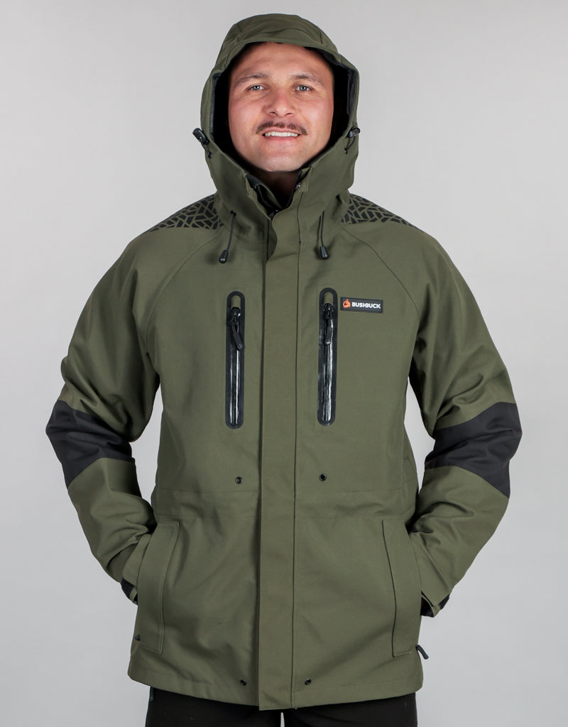 Defender Waterproof Rain Jacket - Mens Front Hood - Wet Weather Gear