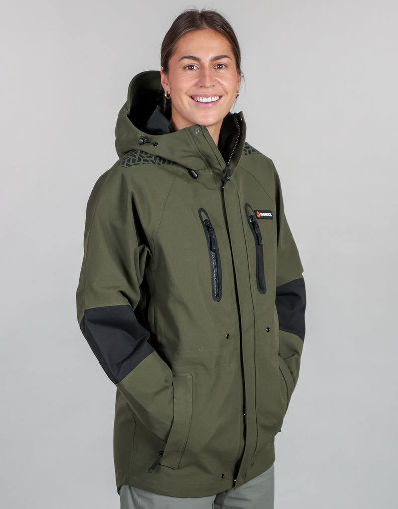 Defender Waterproof Rain Jacket - Womens Front 3/4 - Wet Weather Gear