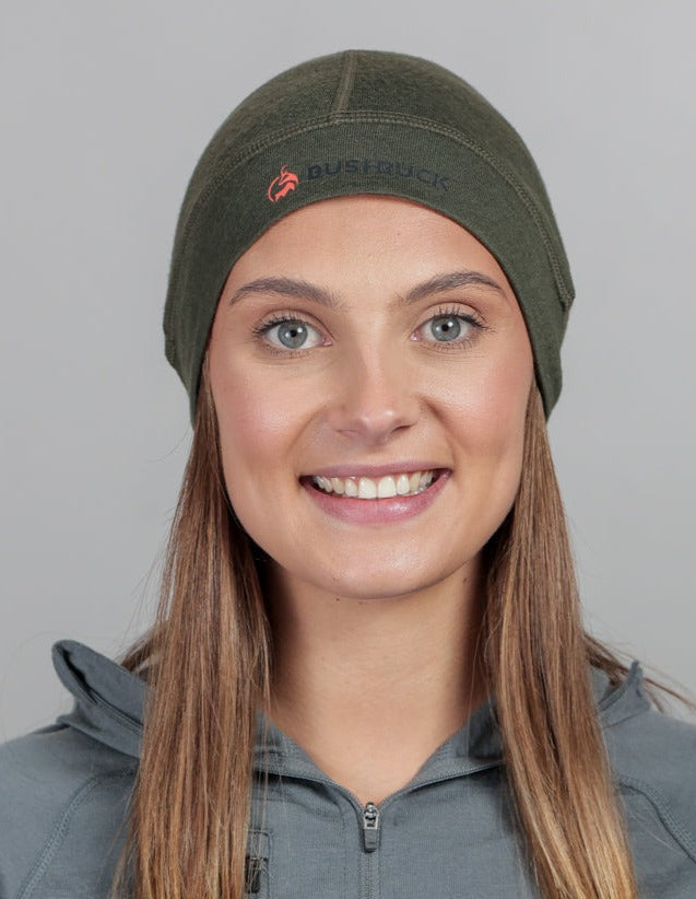 Combat Merino 200 Beanie Green - Womens Front - Merino Thermals
