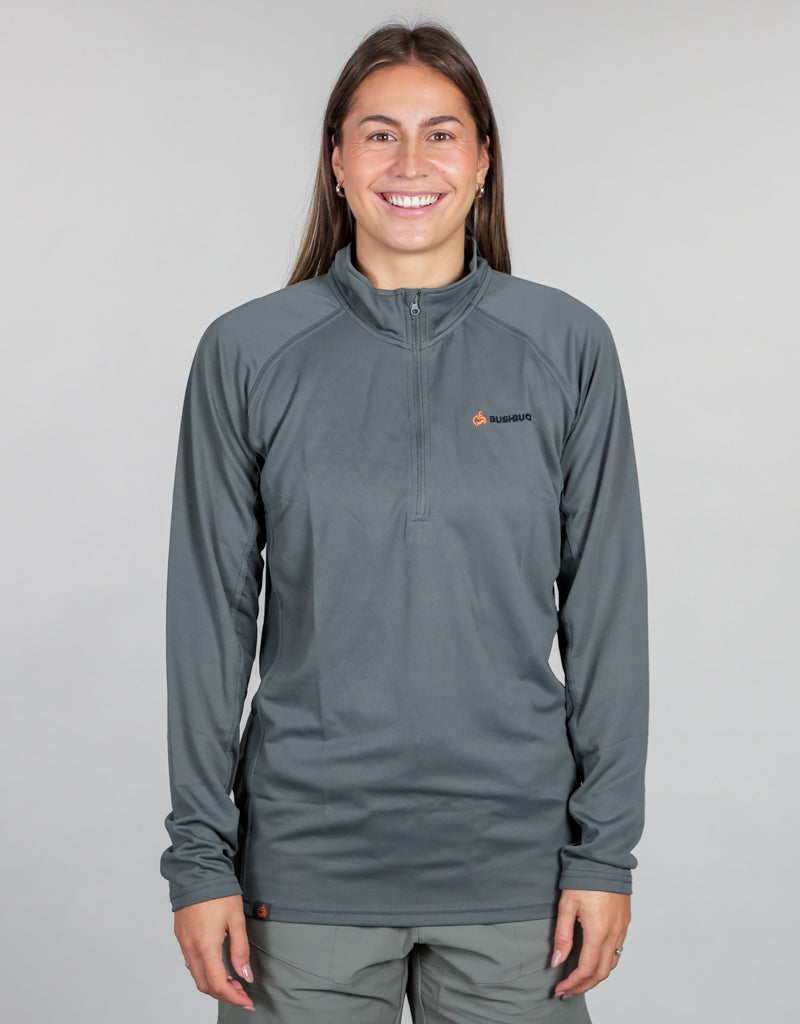 Apex Quarter Zip Base Layer Green - Womens Front