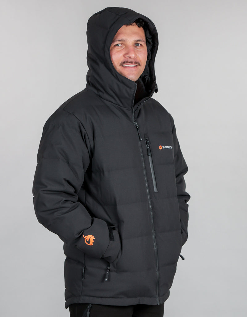 Bushbuck Igloo Waterproof Black Puffer Jacket - 3/4 with Hood