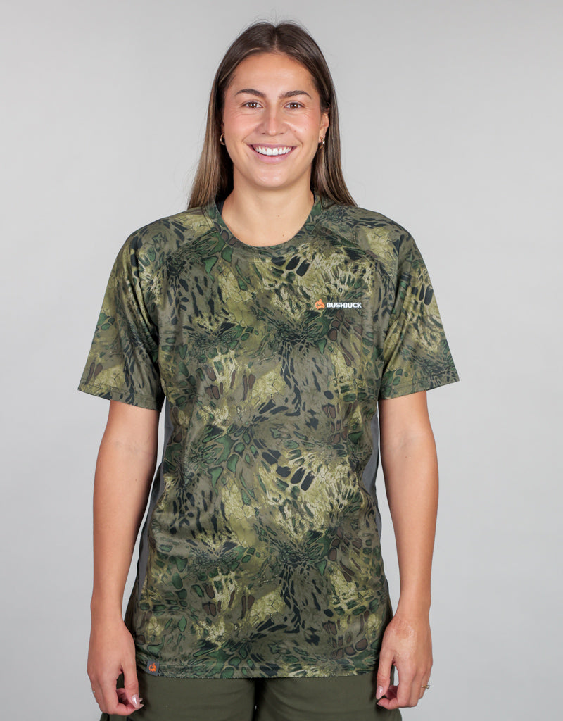 Apex Tee Base Layer Woodlands Camo - Womens Front