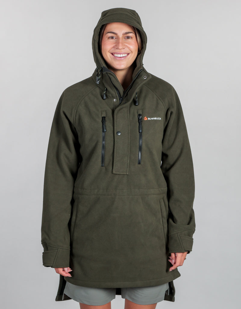 Ranger Bushshirt Green - Womens Fleece Front Hood On