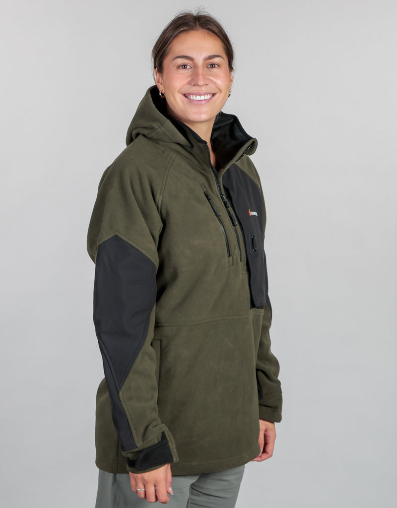 Frontier Windproof Fleece Pullover Green - Womens Side