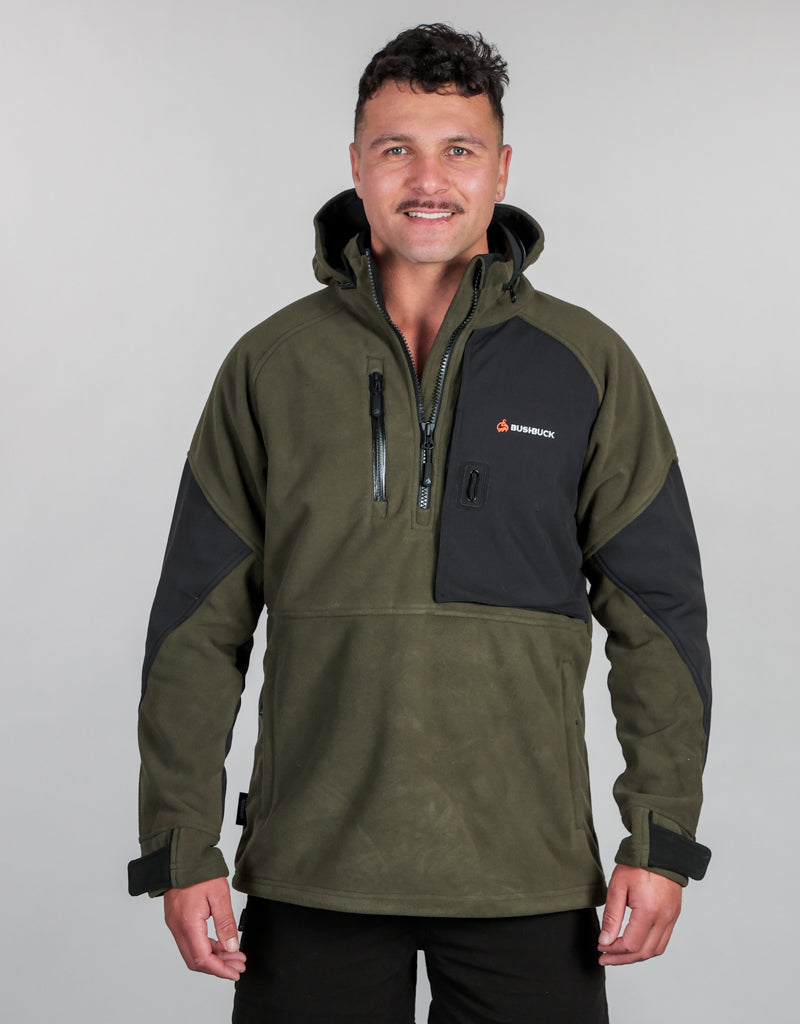 Frontier Windproof Fleece Pullover Green - Mens Front
