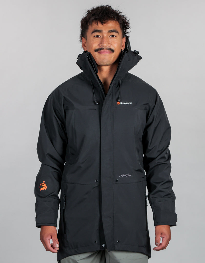 Typhoon Mens Waterproof Black Rain Coat - Front - Wet Weather Gear