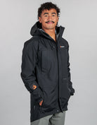 Typhoon Mens Waterproof Black Rain Coat - Front 3/4 -  Wet Weather Gear