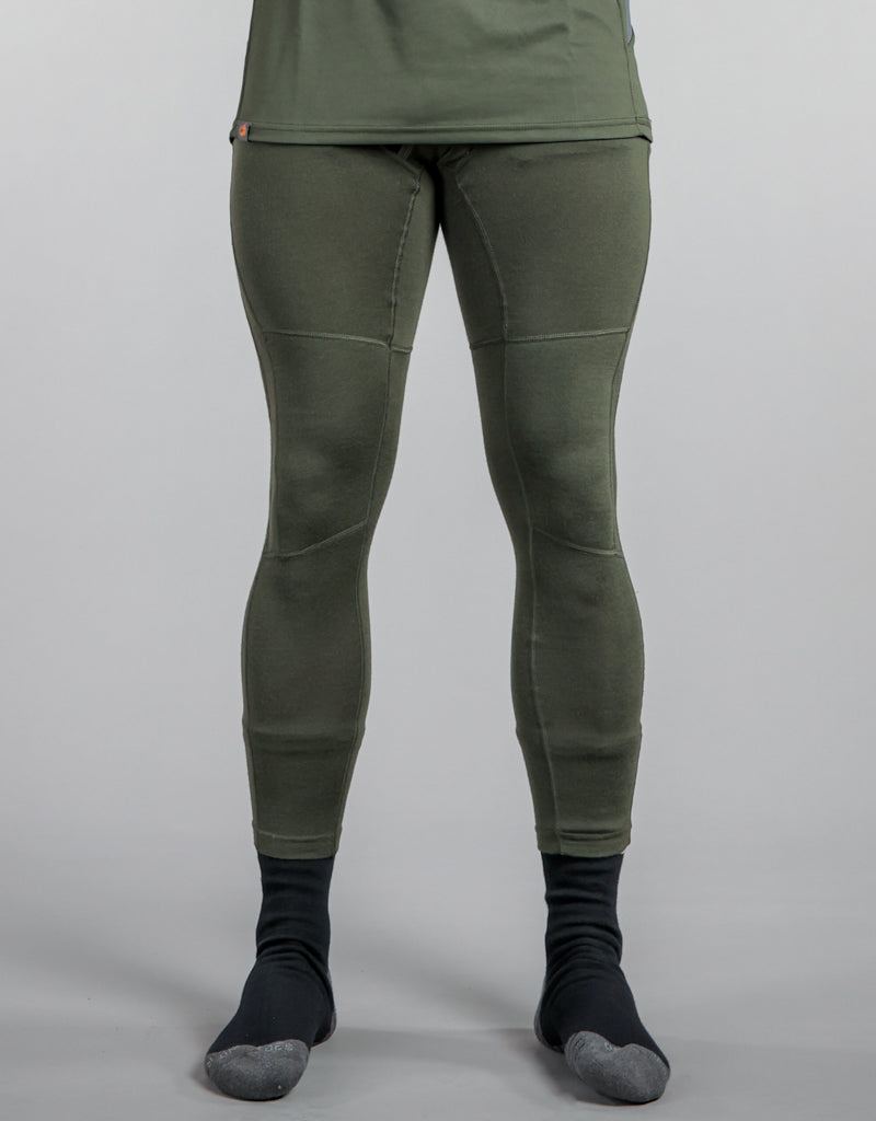 Combat Merino 200 Leggings Green - Front - Merino Thermals