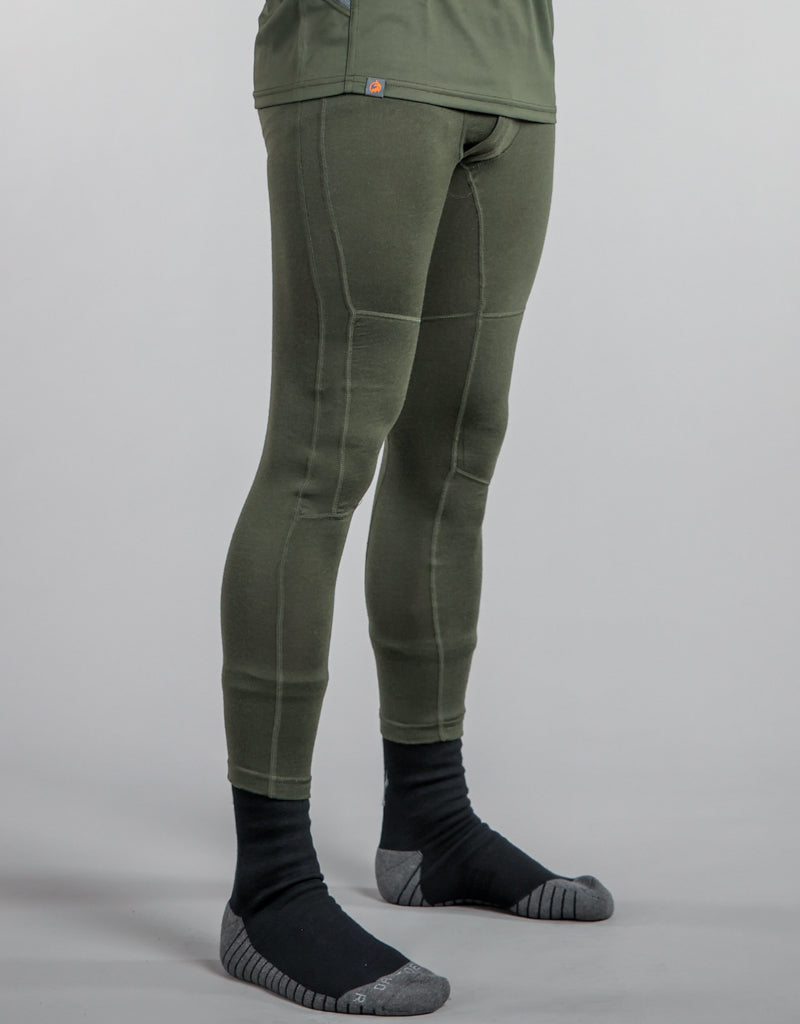 Combat Merino 200 Leggings Green - Side - Merino Thermals