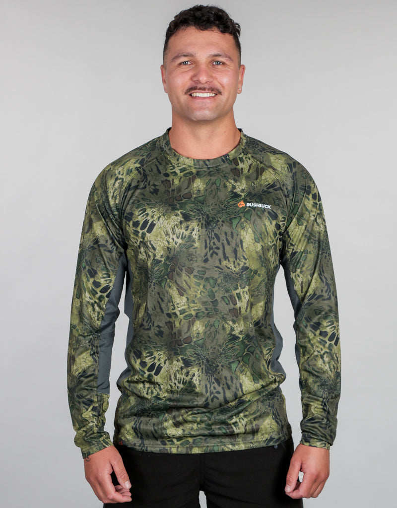 x Crew Base Layer Woodlands Camo - Mens Front