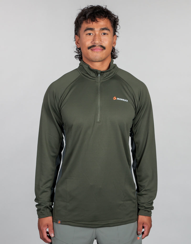 Apex Quarter Zip Base Layer Green - Mens Front