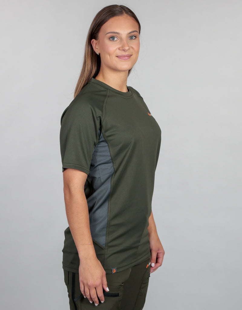 Apex Tee Base Layer Green - Womens Side